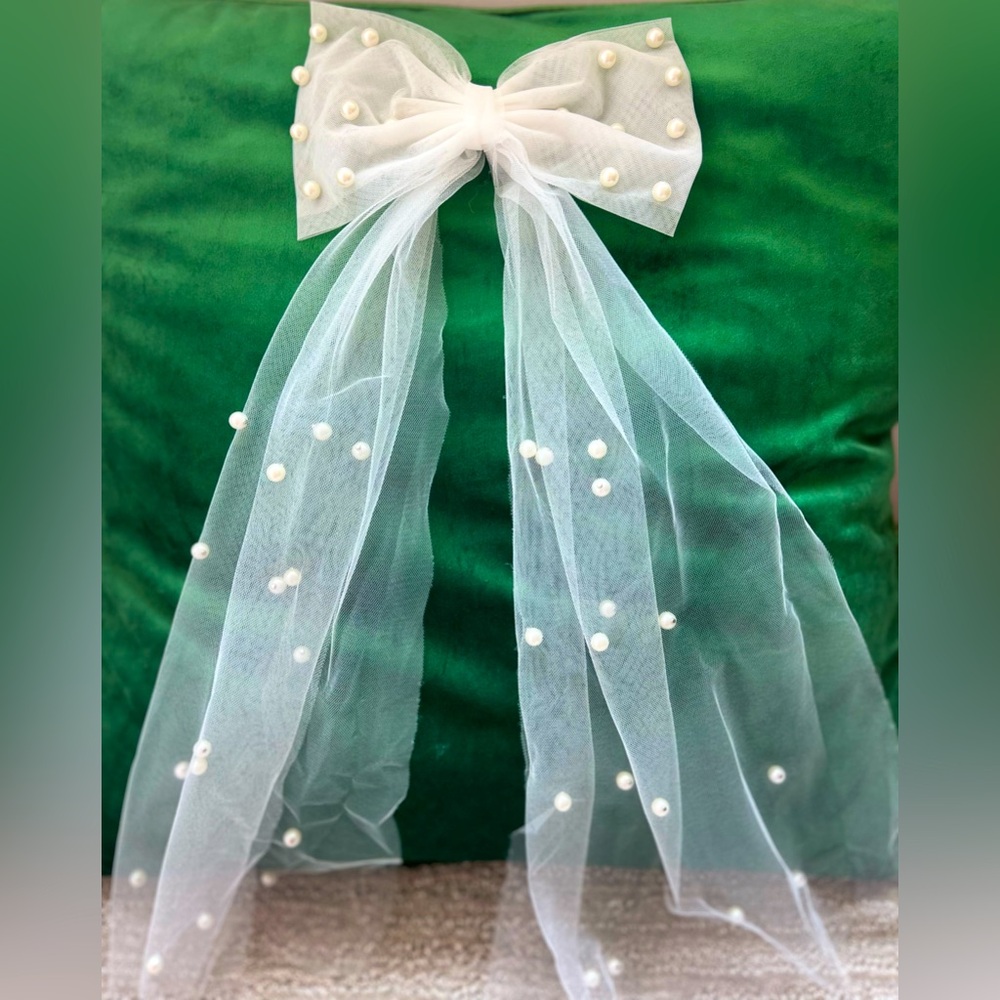 Pearl and Chiffon Hair Bow
